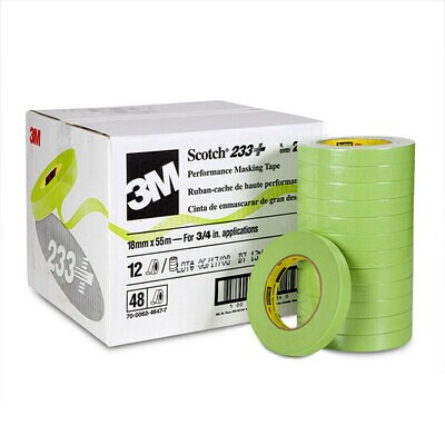 3M Cinta de enmascarar de alto rendimiento Scotch® 233+, verde, 18 mm x 55 m