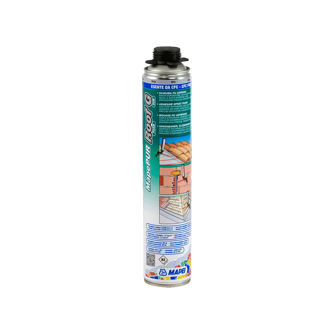 Mapei MapePUR Roof Foam G Schiuma Adesiva per Tetti, Coppi e Tegole 750 ml