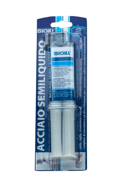 Halbflüssiger Stahl. Sehr hohe mechanische Beständigkeit. Stahlfarbe. Schweißnähte, Dichtungen, Wiederaufbau. 25 g