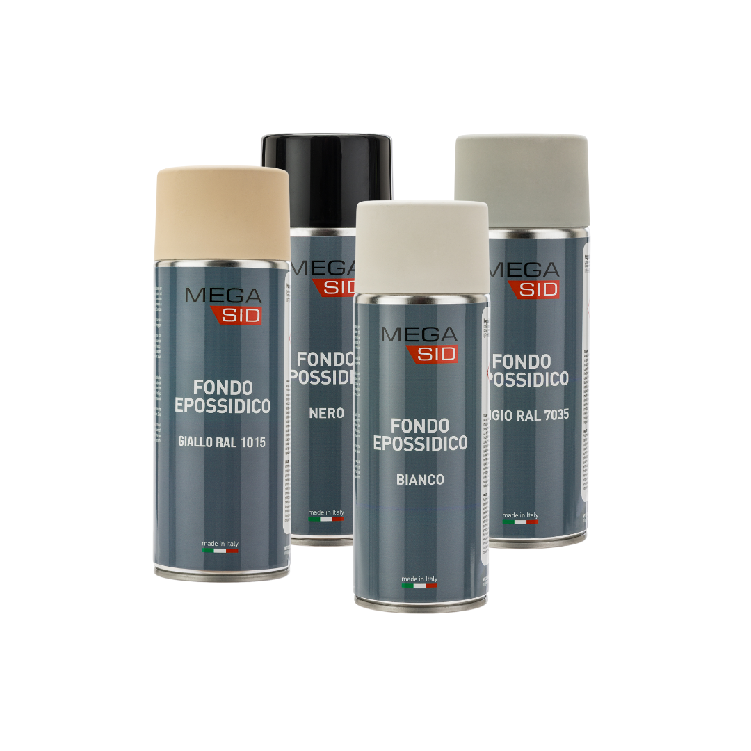 MEGASID Spray de Imprimación Epóxica Blanco, Negro y Gris 400ml