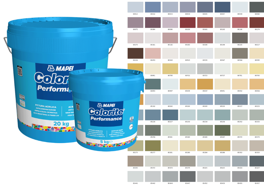 Mapei Colorite Performance Water-Resistant Acrylic Paint for Exterior and Interior Use 20kg 5kg