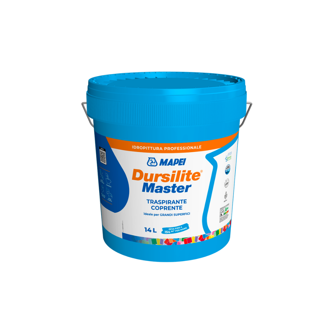 Mapei Dursilite Master Bianco Idropittura Murale Traspirante e Coprente per Interni 14LT