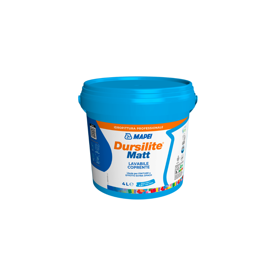 Mapei Dursilite Matt Bianco Base Idropittura Murale Lavabile Extra Opaca per Interni 14LT - 4LT