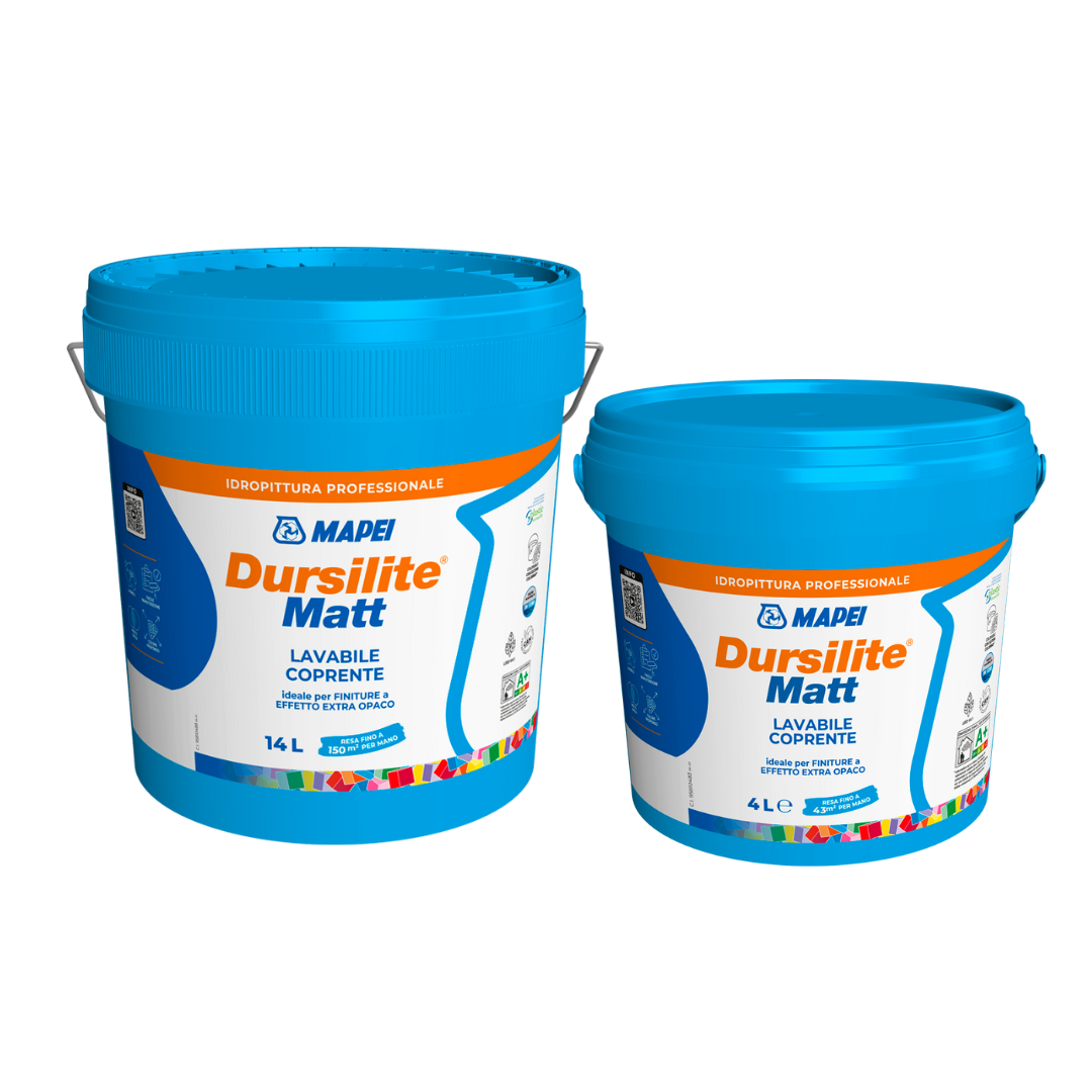 Mapei Dursilite Matt Bianco Base Idropittura Murale Lavabile Extra Opaca per Interni 14LT - 4LT