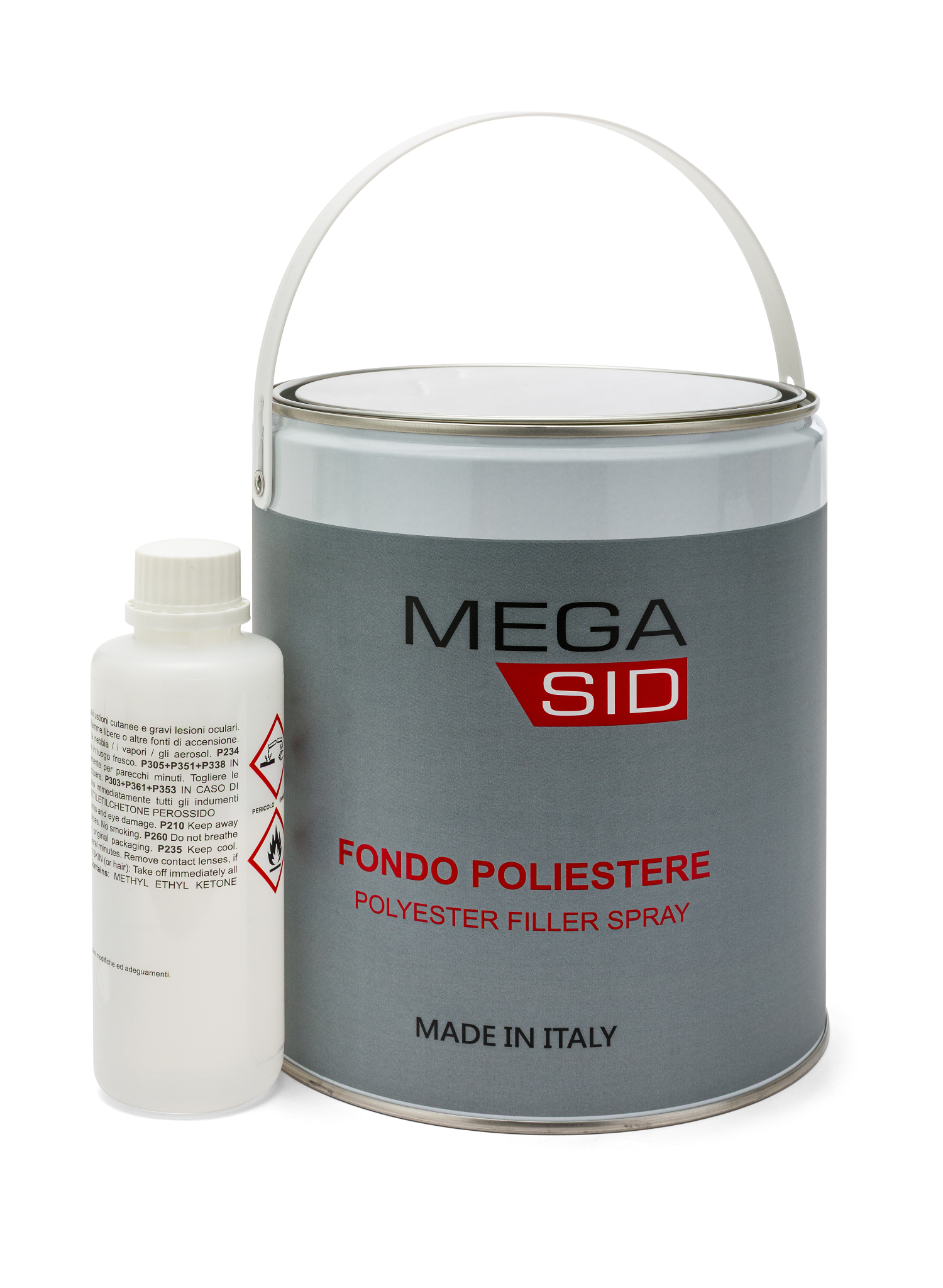 Megasid Filler Mastic polyester avec mastic antirouille et isolant à faible teneur en COV 750 ml - 3 LT