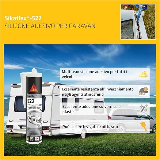 Sika Mastic STP Caravan et Camping-car SikaFlex 522 Blanc résistant aux UV et aux agents chimiques