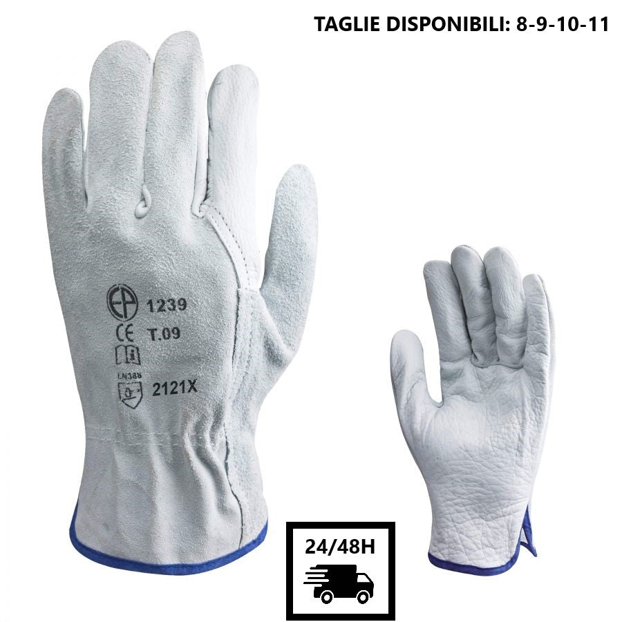 arbeits-handschuhe.de 10 Paar Arbeitshandschuhe GRAIN LEATHER Rind SPLIT BACK Konstruktion