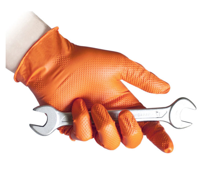 Full Grip N85 Powder Free Nitrile Gloves Orange Ultra Resistant ML XL XXL