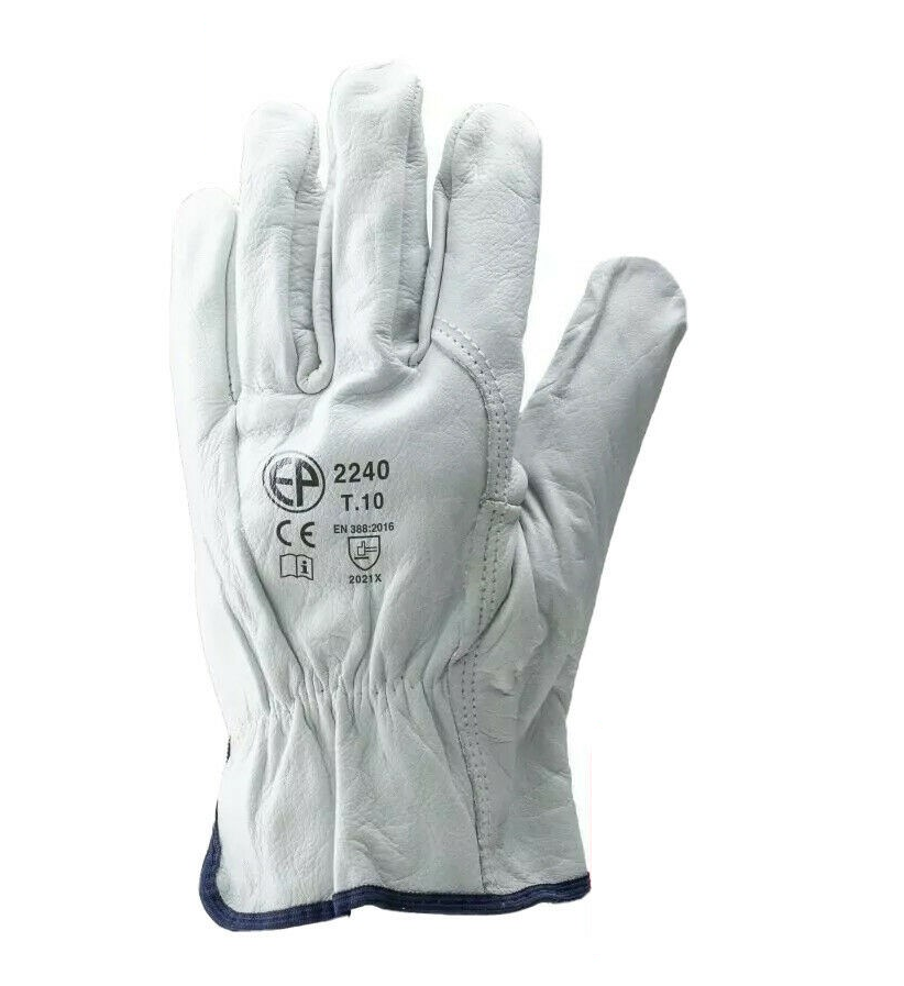 1 Par Guantes de trabajo CUERO FLOR Bovino Construcción y jardinería