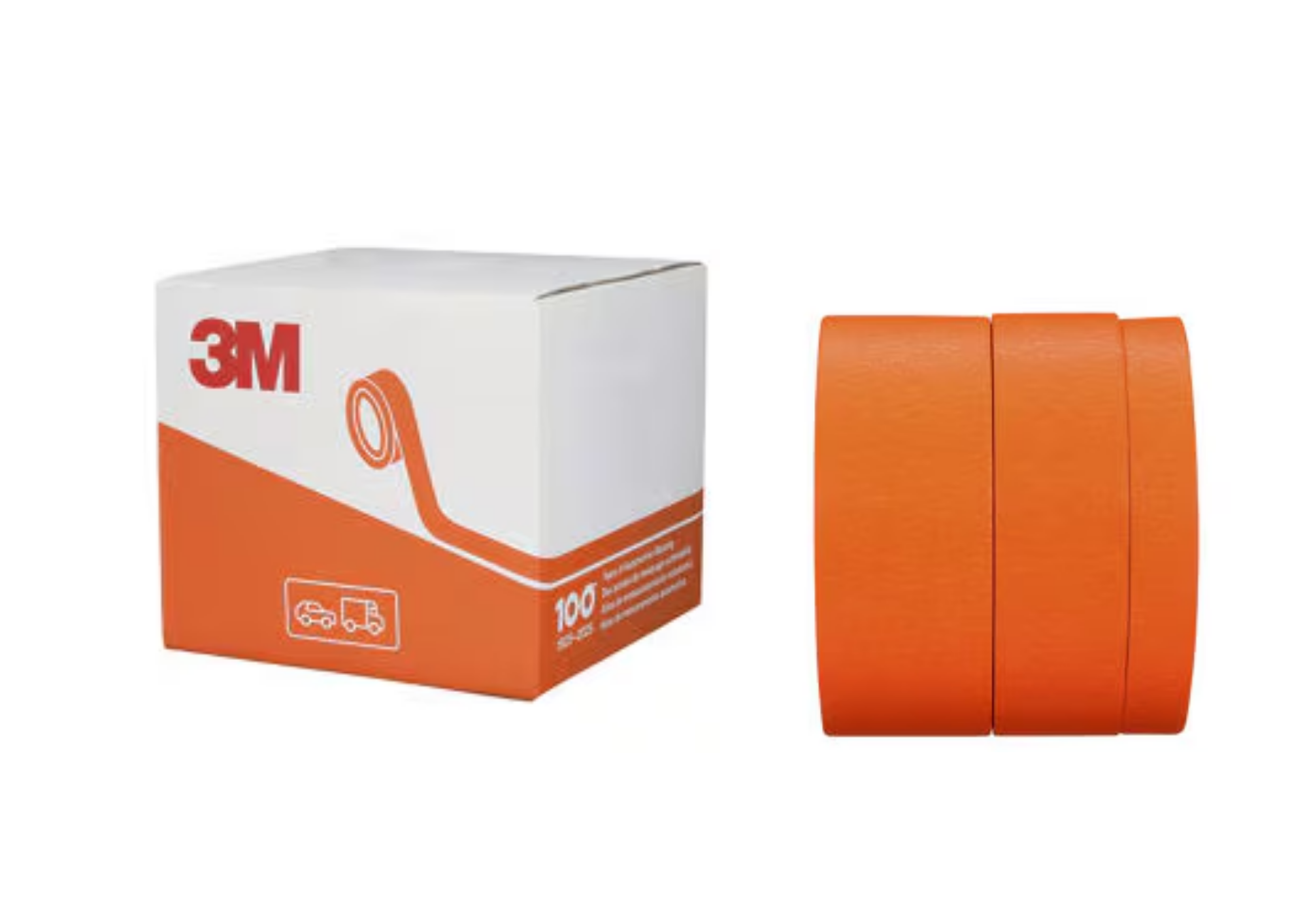 3M 211E Ruban de masquage orange pour carrosserie 50m x 18, 24, 30, 36,48