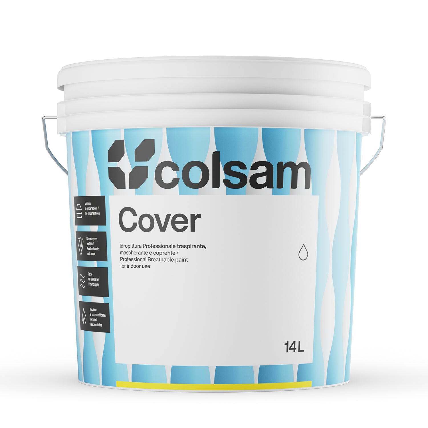 Idropittura Murale Professionale Traspirante Mascherante e Coprente Bianco Opaco Colsam COVER 14LT