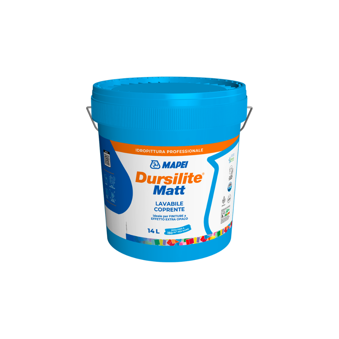 Mapei Dursilite Matt Bianco Base Idropittura Murale Lavabile Extra Opaca per Interni 14LT - 4LT