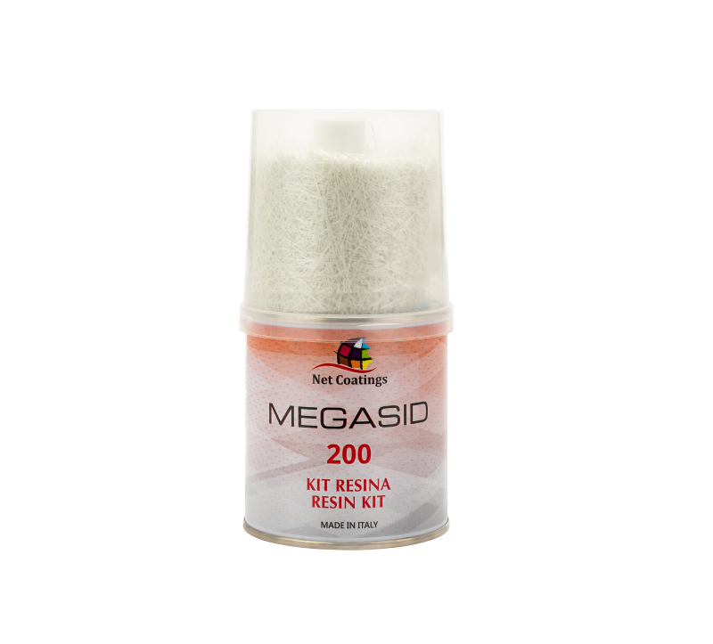 MEGASID 200 Kit 200 gr polyester resin and 0.25 m2 glass wool plastic and fiberglass repair