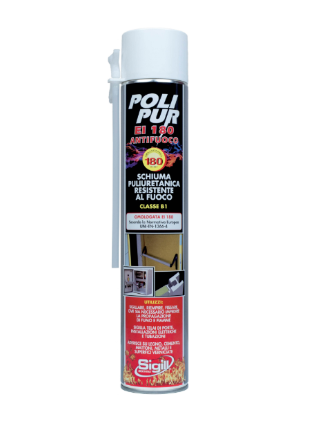 Polipur EI 180 Schiuma Poliuretanica Monocomponente Resistente al Fuoco B1 Applicazione MANUALE 750 ml