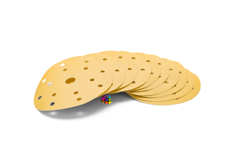 Professional Abrasive Discs 150mm 15 holes Gold abrasive disc 10 pcs