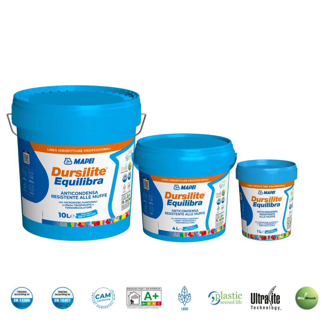 Dursilite Equilibra Idropittura Anticondensa Antimuffa 1, 4 e 10 L 27 tinte