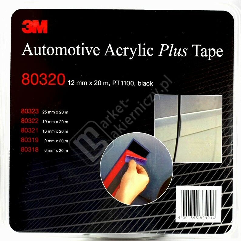 Ruban acrylique 3M Plus PT1100, noir, 1,14 mm