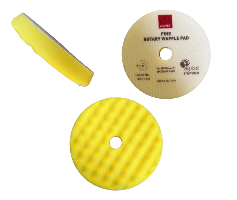 Rupes Corrugated Studded Pad 9.WF180M For Polishing 155mm Yellow