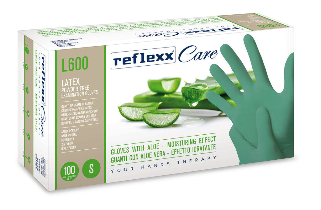 Latex Gloves with Aloe Powder Free Reflexx L600 XS-SML-XL 100 PCS