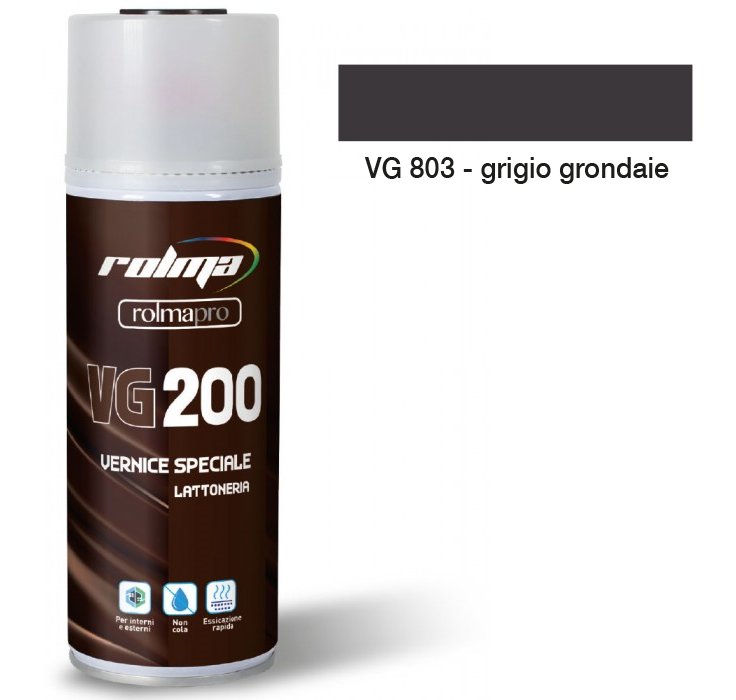 Rolma Vernice Spray Bomboletta Per Grondaie Lattoneria Semilucida Antiruggine