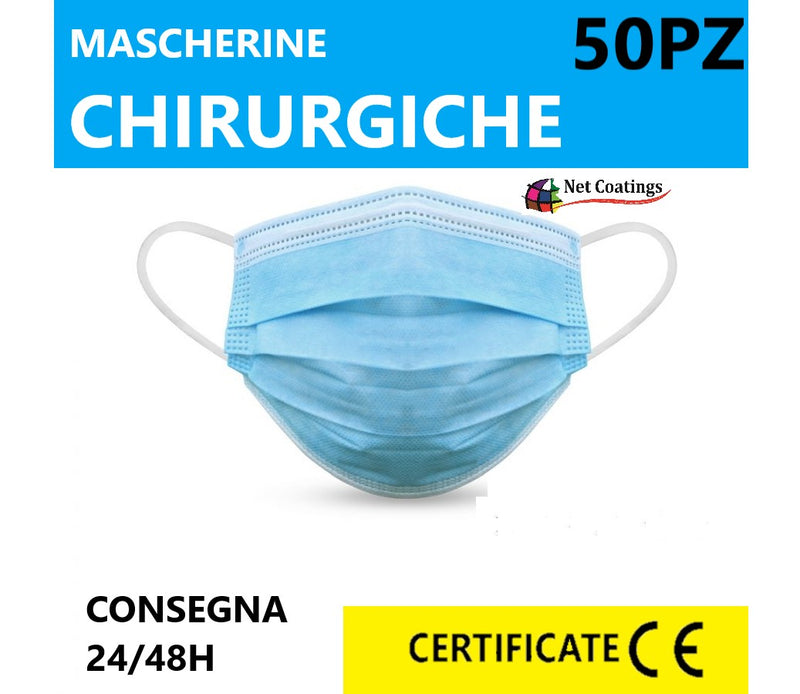 50 Disposable Filtering Surgical Masks for face protection