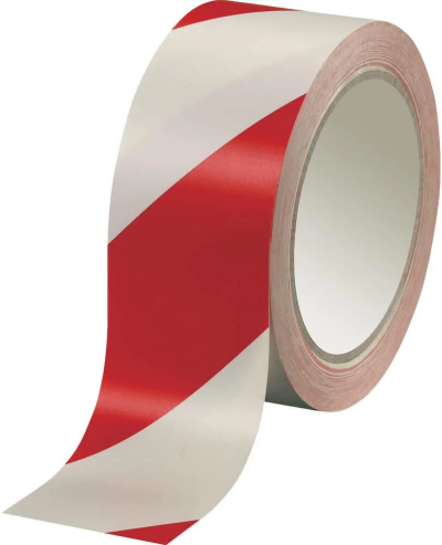 Nastro demarcazione adesivo Attacca a terra Rosso Bianco 50mm x 50mt PVC