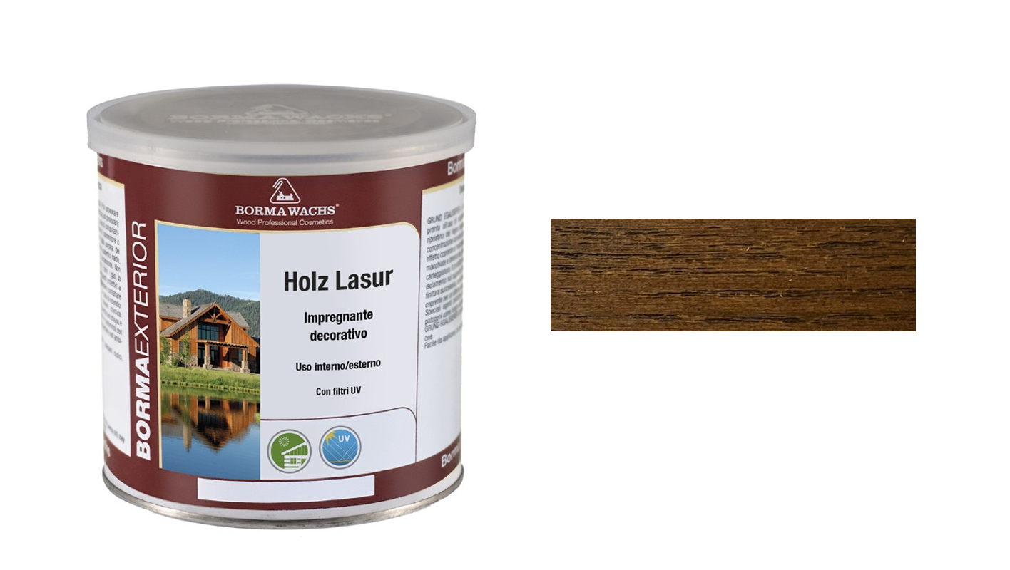 Impregnante Decorativo Legno interno esterno Holz Lasur  750ml Lunga durata