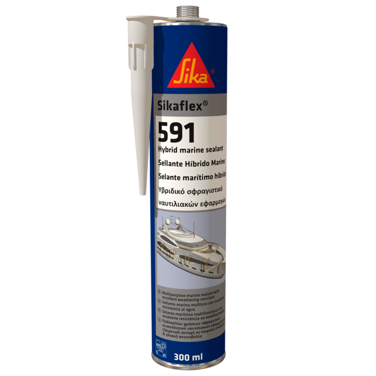 SikaFlex 591 Colle hybride de mastic nautique polyvalente pour bateaux Sika Flex 300 ml Blanc, noir et gris