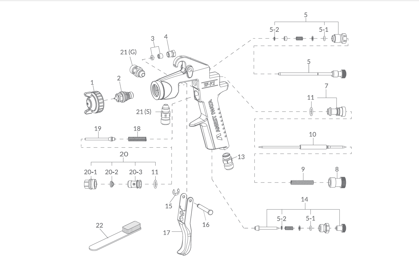 Pistola A Spruzzo W 71 Anest Iwata Bassa Pressione A Sifone Tutti Gli ugelli disponibili