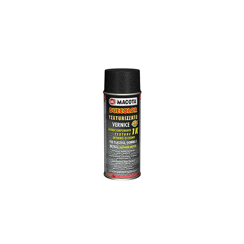 Macota Vernice Bomboletta Spray Testurizzato TXT Paraurti Fascioni Plastica 400ml Nero Grigio