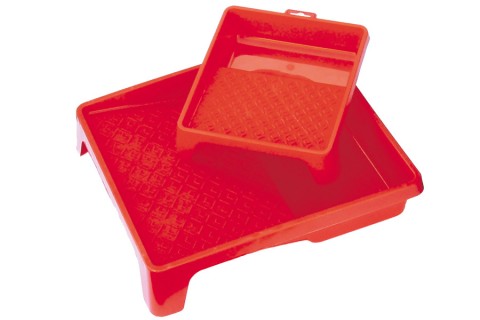 Plastic tray for rollers for water-based paints and solvent-based paints